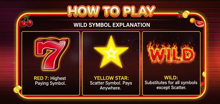 20 Super Hot – explicație simbol Wild stea galbenă