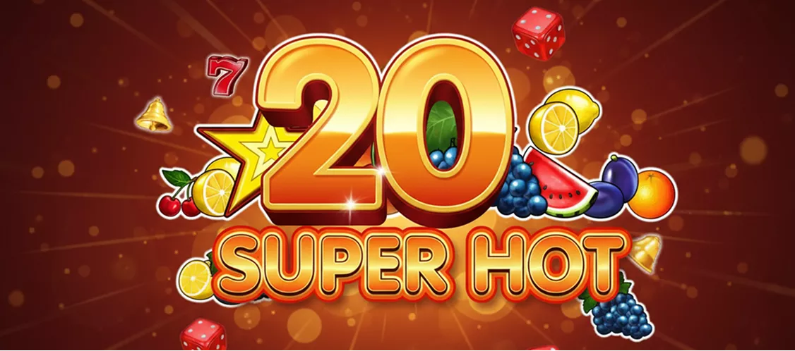 20 Super Hot – logo 20 Super Hot auriu pe fundal cu monede
