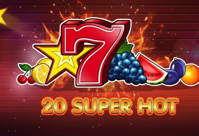 20 Super Hot – simbol 7 auriu cu fructe și efecte strălucitoare